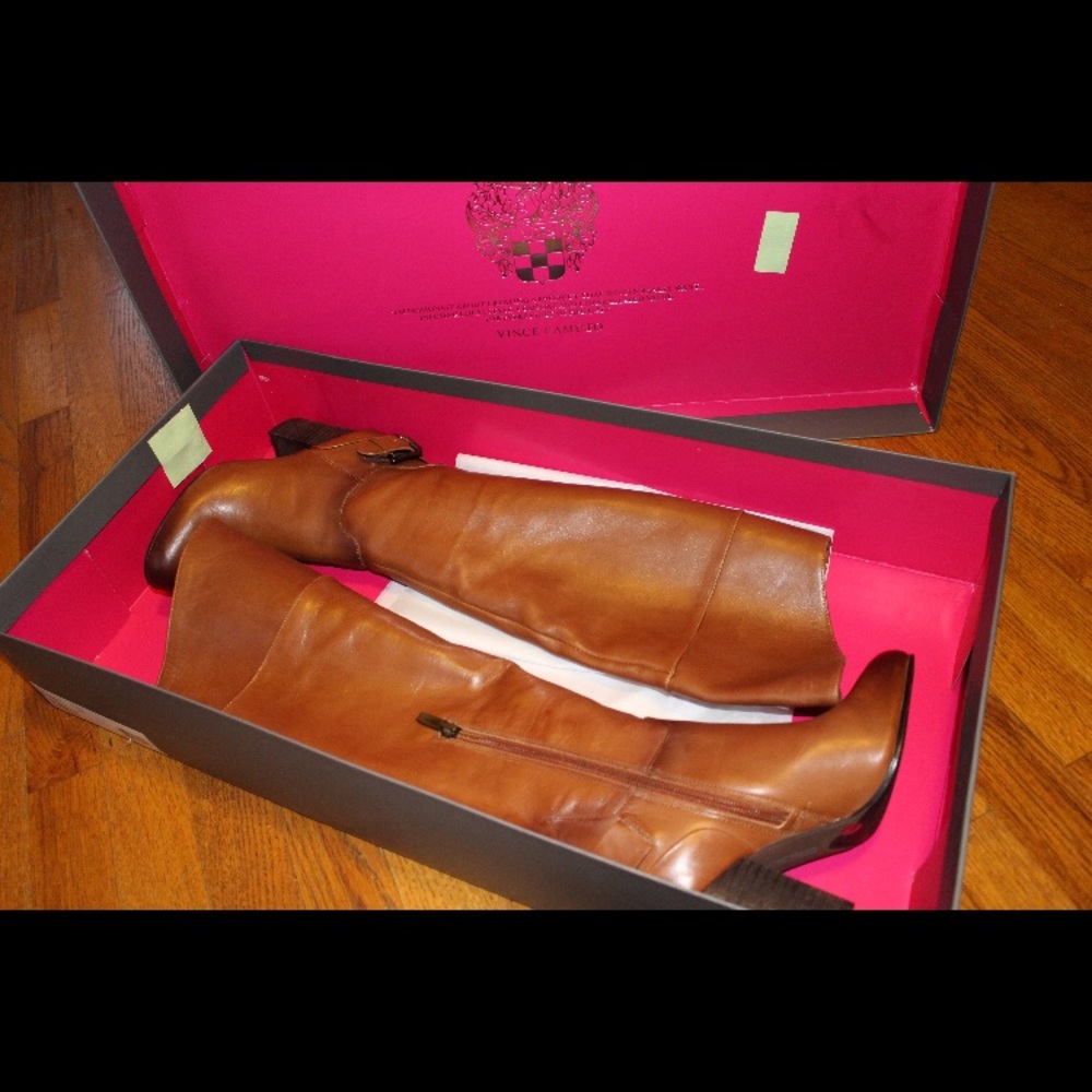 New Vince Camuto Sidney Tall Riding Boot Brown US6